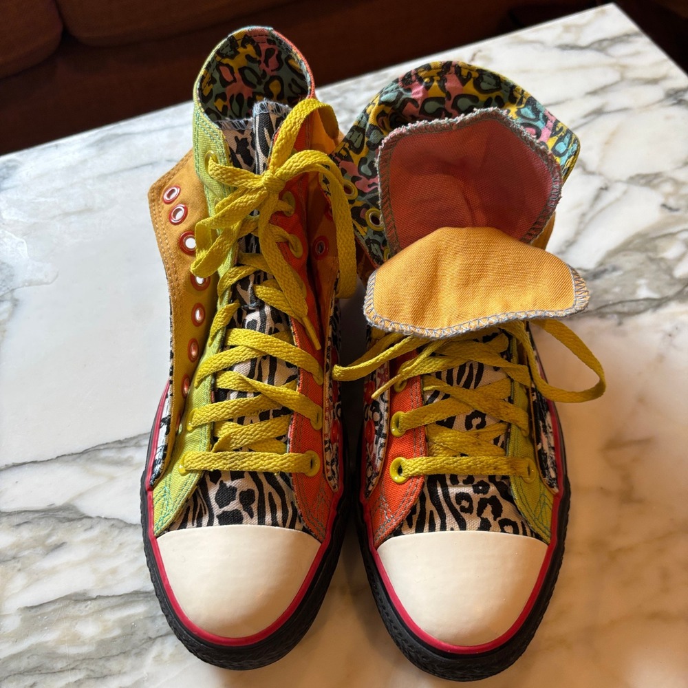 Converse Chuck Taylor All Star Double Upper High Top Mixed Print Sneakers Size 8 - Picture 4 of 14